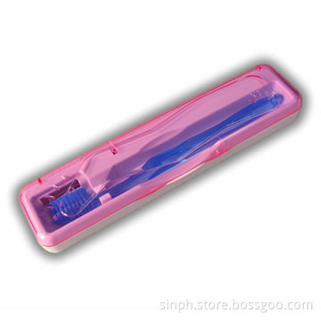 UVC Travel Toothbrush Sterilizer Case with AA Batteries, Measures 216 x 52 x 26mm